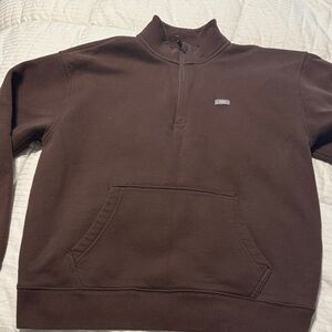 Figs-Women’s-Brown Half-Zip Pullover Sweater